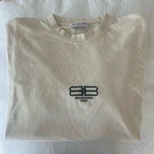 BALENCIAGA UNITY SPORTS ICON STRETCHED-OUT T-SHIRT OVERSIZED IN LIGHT BEIGE
